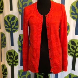 Banana Republic Orange Textured Cardigan Sweater